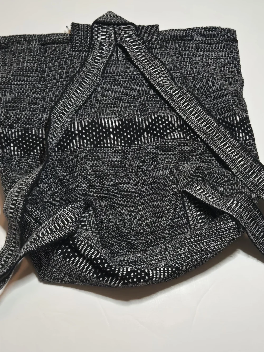 Black Woven Backpack with Yellow 'Cozumel, Mex.' Embroidery